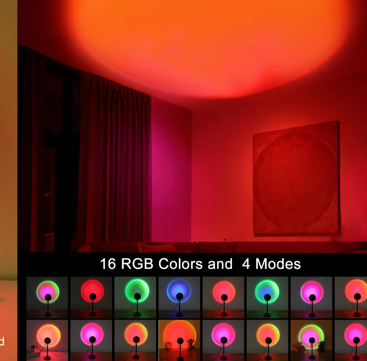 Fall Sunset Lamp Projector Light – 180° Adjustable RGB Ambient Night Light with Remote Control