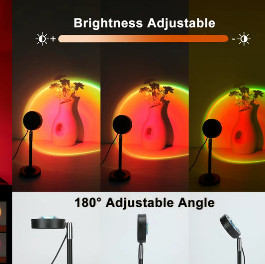 Fall Sunset Lamp Projector Light – 180° Adjustable RGB Ambient Night Light with Remote Control