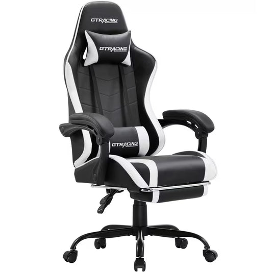 GTPLAYER Gaming Chair with Footrest, Lumbar Support, Adjustable Height, Swivel Seat, Headrest for Office or Gaming
