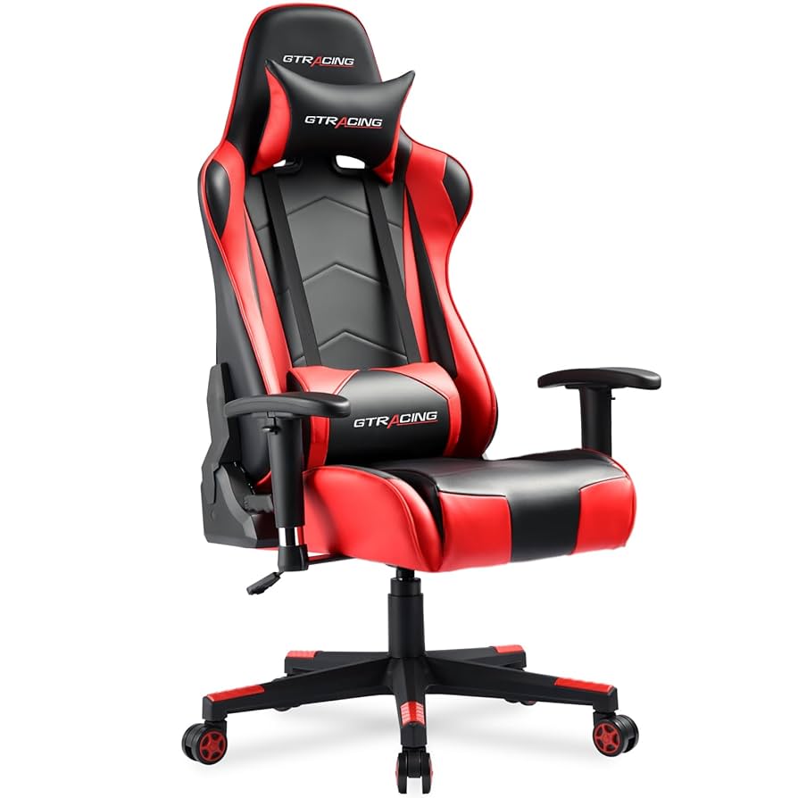 GTPLAYER Gaming Chair with Footrest, Lumbar Support, Adjustable Height, Swivel Seat, Headrest for Office or Gaming