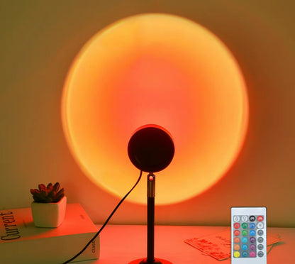 Fall Sunset Lamp Projector Light – 180° Adjustable RGB Ambient Night Light with Remote Control