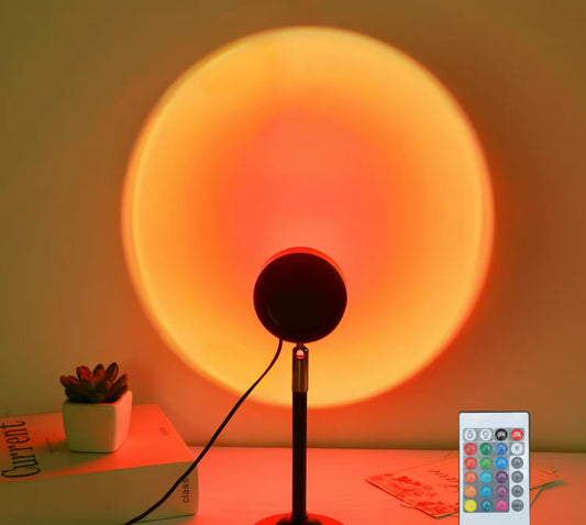 Fall Sunset Lamp Projector Light – 180° Adjustable RGB Ambient Night Light with Remote Control
