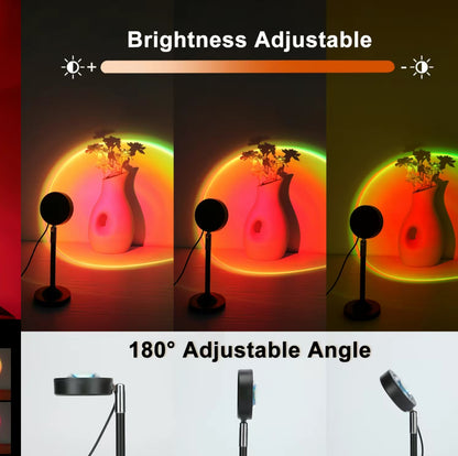 Fall Sunset Lamp Projector Light – 180° Adjustable RGB Ambient Night Light with Remote Control