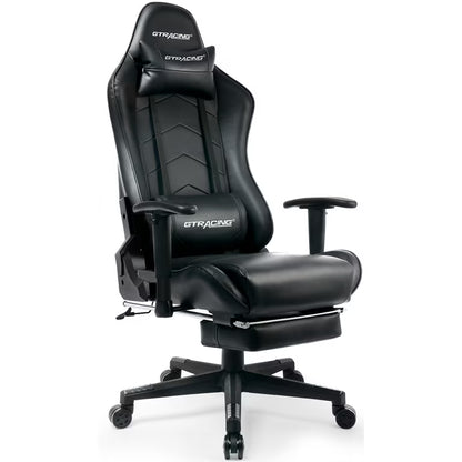 GTPLAYER Gaming Chair with Footrest, Lumbar Support, Adjustable Height, Swivel Seat, Headrest for Office or Gaming